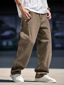 High Waist Loose Jeans Baggy Straight Leg Denim Pants Trousers