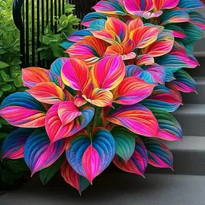 1000+ Neon Rainbow Hosta Seeds Grow Into Stunning Multicolored Foliage