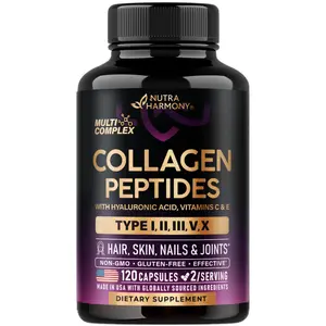 Multi Collagen Peptides - Hydrolyzed Types I, II, III, V & X - Collagen Supplement for Women 1300mg - w/ Hyaluronic Acid, Vitamins C & E for Skin, Hair, Nails & Joint Support - Made in USA, 120 Capsules
