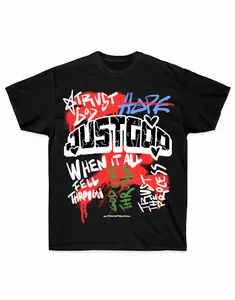 Women's Soft Cotton Short-Sleeve Round Neck Regular Fit Double-Hemmed Casual T-Shirt with "Just God" Graphic, Comfortable Shortsleeve Tshirt for Women's Tops