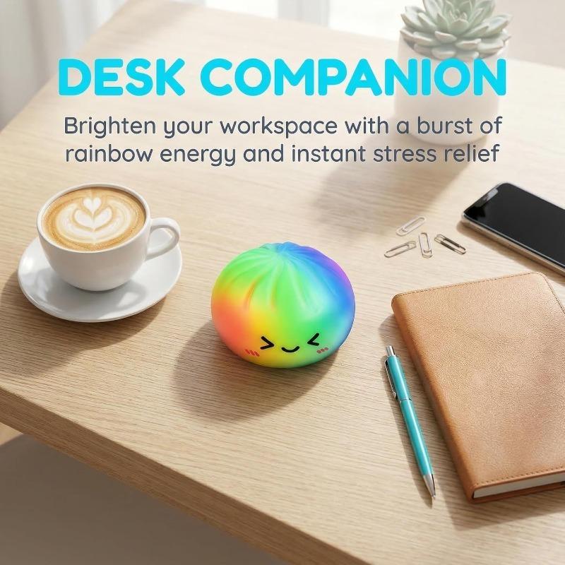 Giant Glitter Dumpling, Giant Dumpling Squishy, Mega Rainbow Dumplings, Cute Anxiety Relief Fidget Toy, with Steamer Box,Soft Squeeze Decompression Dough for Adults