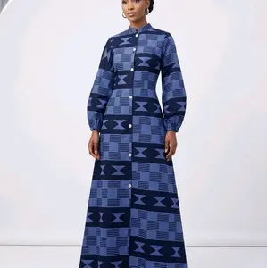 Ankara Shirt Maxi Dress,  A-line Maxi Dress, Fit and Flare Dress, Casual Womens wear, Fitted Style Chic