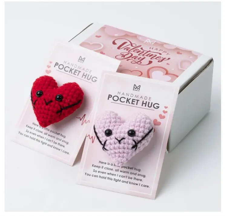 Pocket Hug Heart, Handmade Crochet Heart, Long Distance Relationship Gifts, Valentines Day Gifts for Her Wife, Valentines Day Gifts for Him, Couples
