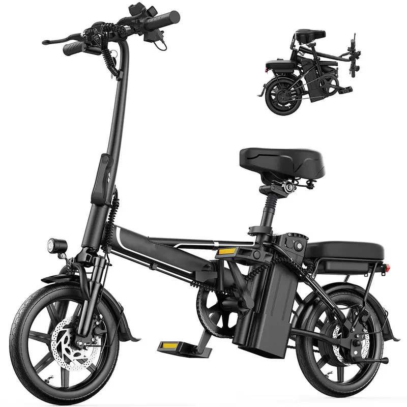 Adult Electric Bike 48V 10.4/15.6Ah Folding 750W 27/40 Miles Range Dual Seats Smart APP Control