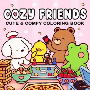 1pc COZY FRIENDS coloring book For Adults And Kids,Simple And Big Designs For Relaxat colouring books,Toys suitable for boys and girls, zero foundation drawing to relieve stress coloring book，Christmas gift，Halloween Gift，Back to school gifts