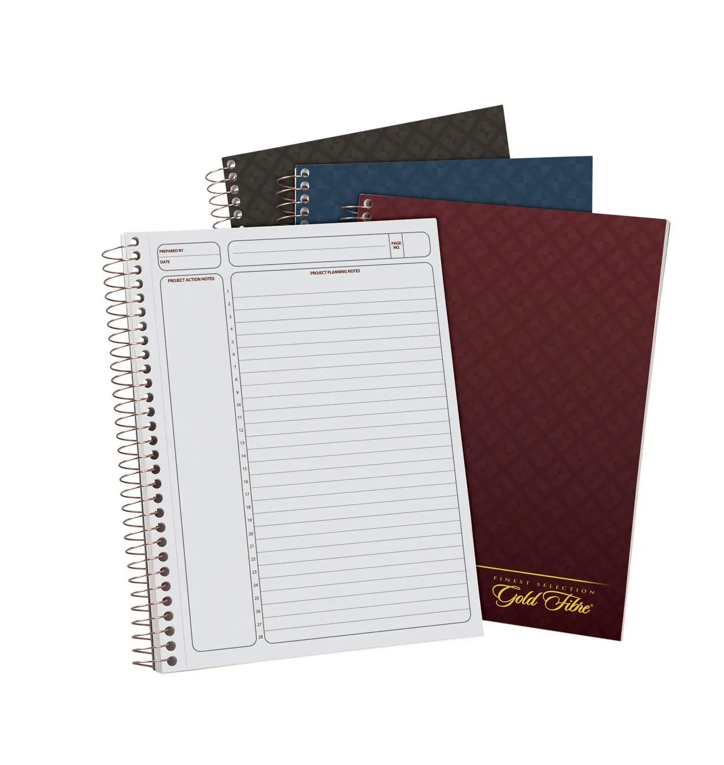 Ampad Gold Fibre Project Planner 3-Pack with Assorted Color Covers, 84 Sheets, 9.5 x 7.25