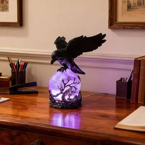 Glowing Raven Statue Gothic Lamp, Perfect for Christmas and Year-Round Decor, Unique Gift for Gothic Collectors, Book Lovers, Halloween Enthusiasts