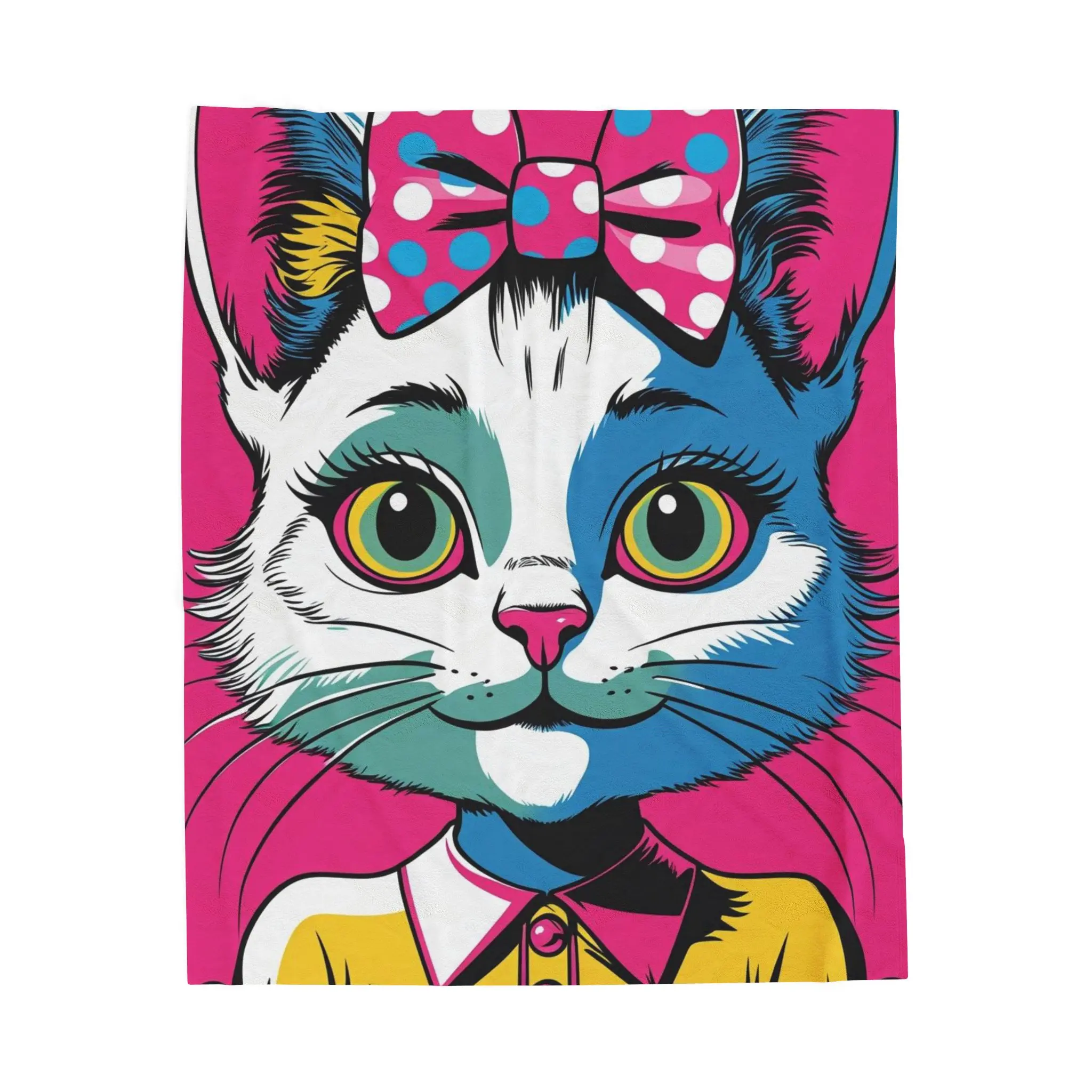 Cat-Themed Velveteen Plush Blanket, Cozy Cat Decor, Colorful Home Gift, Fun Kids' Bedding, Unique Pet Lover Blanket