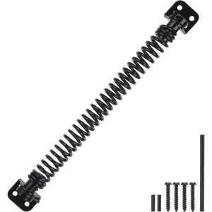 11-1/2" Gate Spring Self Closing, Heavy Duty Black Door Closer Spring, Adjustable Tensioner Automatic Outdoor Gate Closure, Gate Spring Hardware for Wooden and Vinyl Fence, 1 Pack