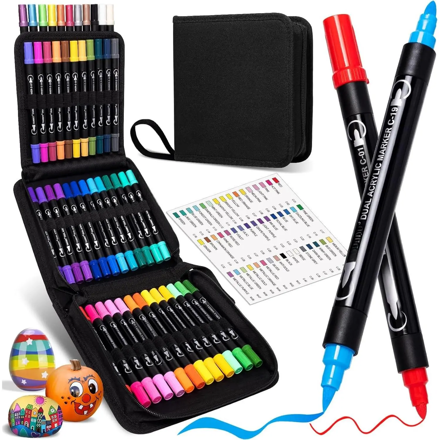 48 Colors   Pens, Dual Tip   Markers with Brush Tip and Fine Tip,  Pens for Rock Painting, , Canvas, Stone, Glass, Ceramic,DIY Crafts Making Art Supplies