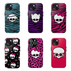 Monster High Personalized Phone Case | Monster High Phone Case Pink Skulls And Graffiti Art | For iPhone 17 Pro Max 16 15 14 13 12 11