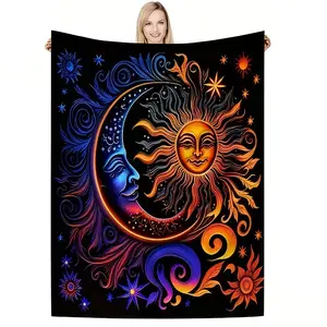 Soft Funny Throw Blanket A Blanket Featuring a Sun God Pattern, Made of Fleece, Soft, Suitable for Living Rooms And Bedrooms, Home Decor, Travel, Religious Beliefs, Festivals, Ornaments, Cartoons, Anime, And Christmas