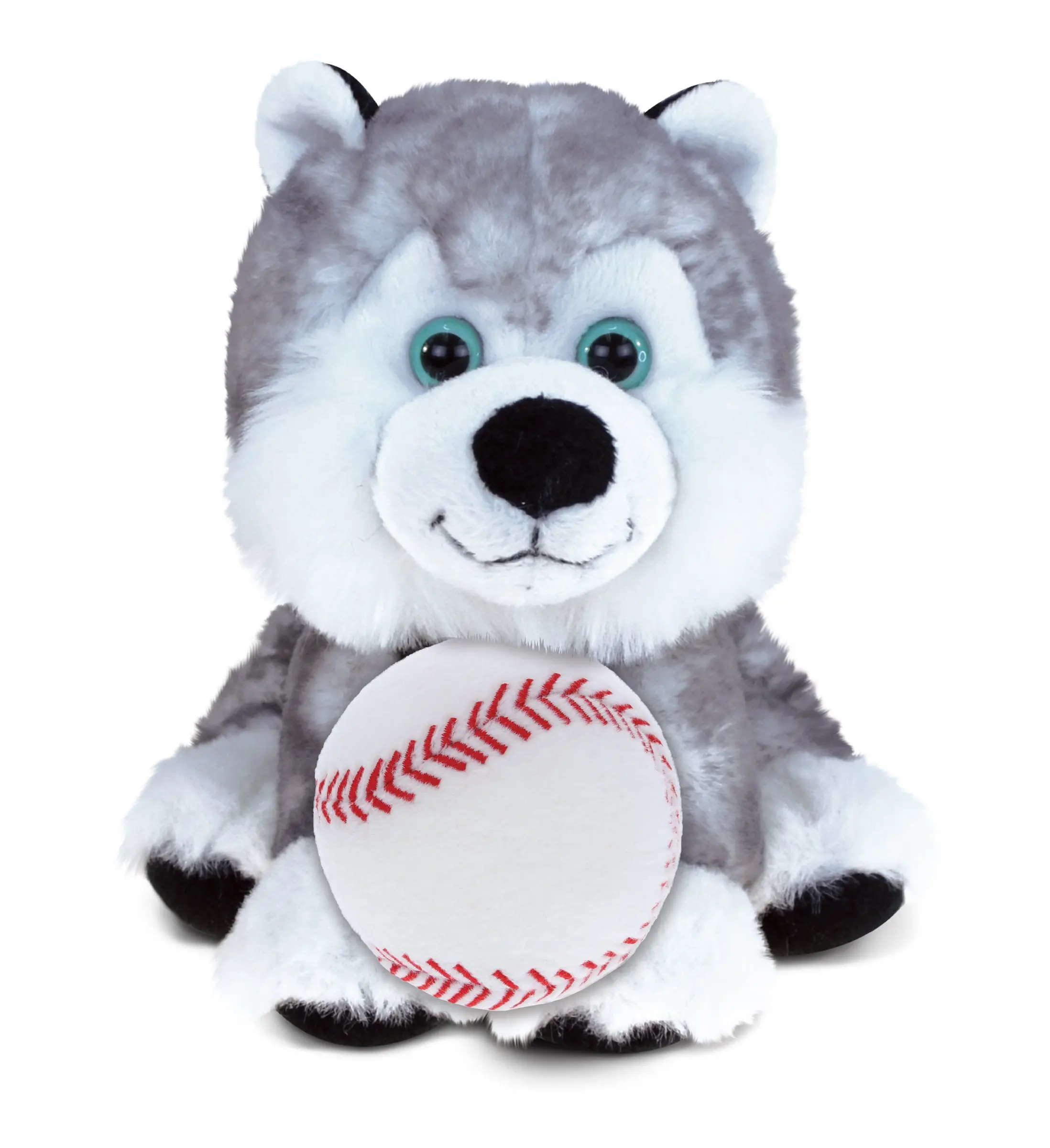 SUPER SOFT PLUSH - FLOPPY HUSKY WITH BASEBALL PLUSH