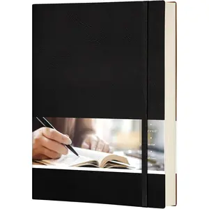 Dotted Journal  Notebook, B5 Large Softcover Leather Journal, 192 Numbered Pages 100gsm Thick Dot Grid Notebook for Drawing Women Men Work School Supplies, 7.48"x10.15"-Black