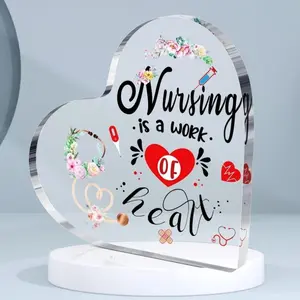 Acrylic Heart Shaped Plaque, Home Decor, Acrylic Desktop Decoration, Nurse Day Gift, Nurses Week Appreciation Gift for Women, Thank You Nurse Doctor Day Gift, Healthcare Workers Gift, Signs