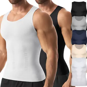 Menswear Body Shaper Mens Compression Shirt Vest Shapewear Breathable Lightweight Stretchy Comfortable Fabric Waist Cincher
