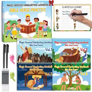 Bible Magic Grooved Writing Practice Books for Kids Reusable Grooved Handwriting Workbooks for Kids Ages 3-8 Tracing Bible Magic Copybooks for Sunday School Christian Activity Gifts Prizes