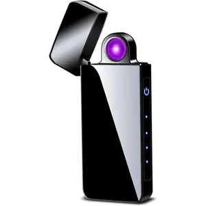 Spinning Arc Plasma Lighter - USB Electric Lighter with LED Display,- Size for Camping, Candles, (ICY Black)