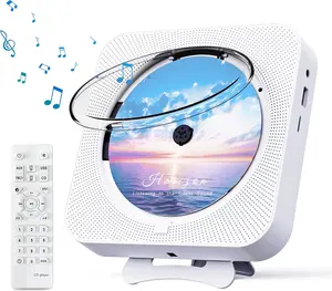 Portable  CD Music Player with Remote Control, Timer, Built-in Speakers and LED Display - FM Radio Boombox (White)