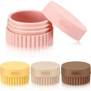 PrimPick 4 Pcs Travel Containers for Toiletries 0.68 Oz/20 ml Small Silicone Cream Jar with Lid Mini Leakproof Lotion Jar Refillable Travel Cosmetic Container for Face Body Skin Cream