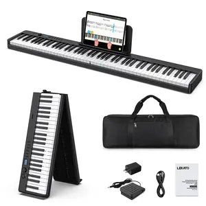 LEKATO Portable 88 Keys Electric Piano Keyboard, Foldable Digital Piano with Full Size Semi-Weighted Velocity Keys, Wood Grain, Learning Mode, LCD Screen, Bluetooth USB Midi