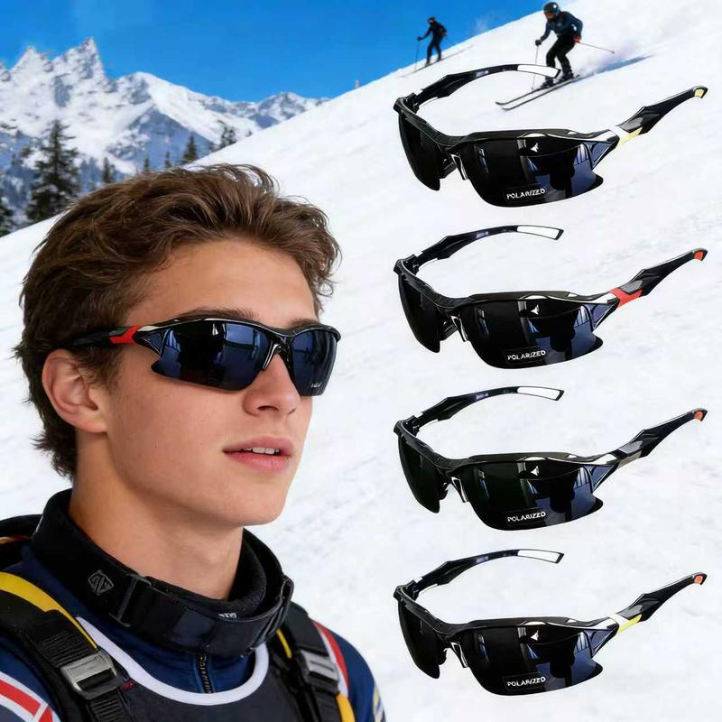 4-Pack Polarized Sports Sunglasses for Men Women, Rimless UV400 Shades, Lightweight Anti-Glare Windproof Sun Glasses, Trendy Unisex Eyewear for Running Fishing Golf Driving Cycling Hiking & Outdoor Activities, All-Day Comfort Fit bikesunglasses