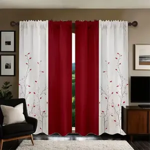 Grass Print Curtains Set, Fashionable Rod Pocket Window Drapes for Bedroom & Living Room, Comfortable Atmosphere, Easy Installation
