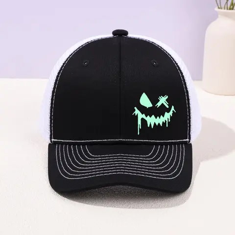 Unisex Luminous Smiling Face Baseball Cap, Glow Hat, Adjustable Trucker Mesh Hats for All Seasons, Stylish Dad Hats for Men & Women, Trucker Style Hat, Trendy Hat, Cool Hats