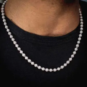 Iced Ball Chain in White Gold - 4mm - Perfect Gift