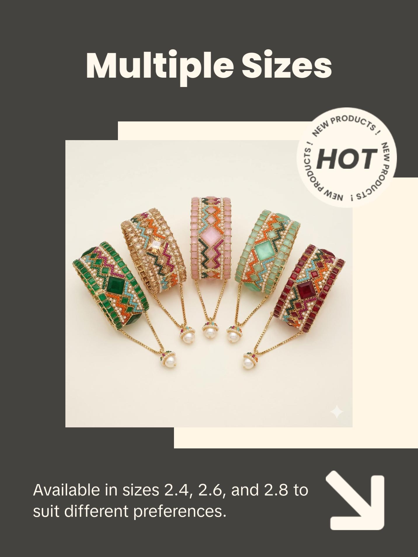 Premium Openable Statement SINGLE Bangle - 2.4, 2.6 and 2.8 with Gold Plating and Colorful Gemstones for Festive Wear simple style jewelry