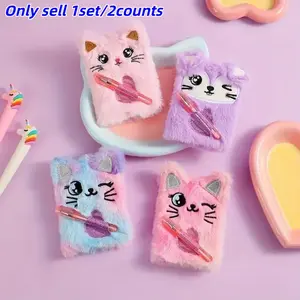 Cute Plush Cat Rabbit Mini Notebook Set, Rabbit Design, Includes Pen, Portable Pocket Diary, Student Gift, Office Journal, Holiday Present