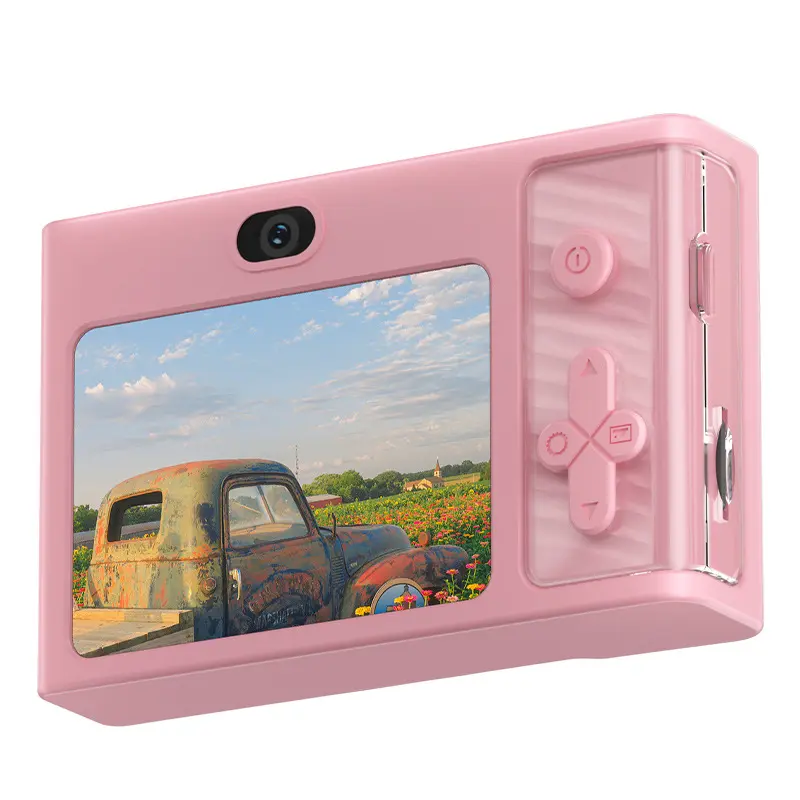 Portable Mini Compact CCD Digital Camera - CCD Sensor, HD Quality, Dual Lenses, Button Control, Rear Lens, Sliding Cover, Selfie Function, SD Card Support, Colorful Design, Blush Pink, Casual, Going Out, Commute, Unisex for Students