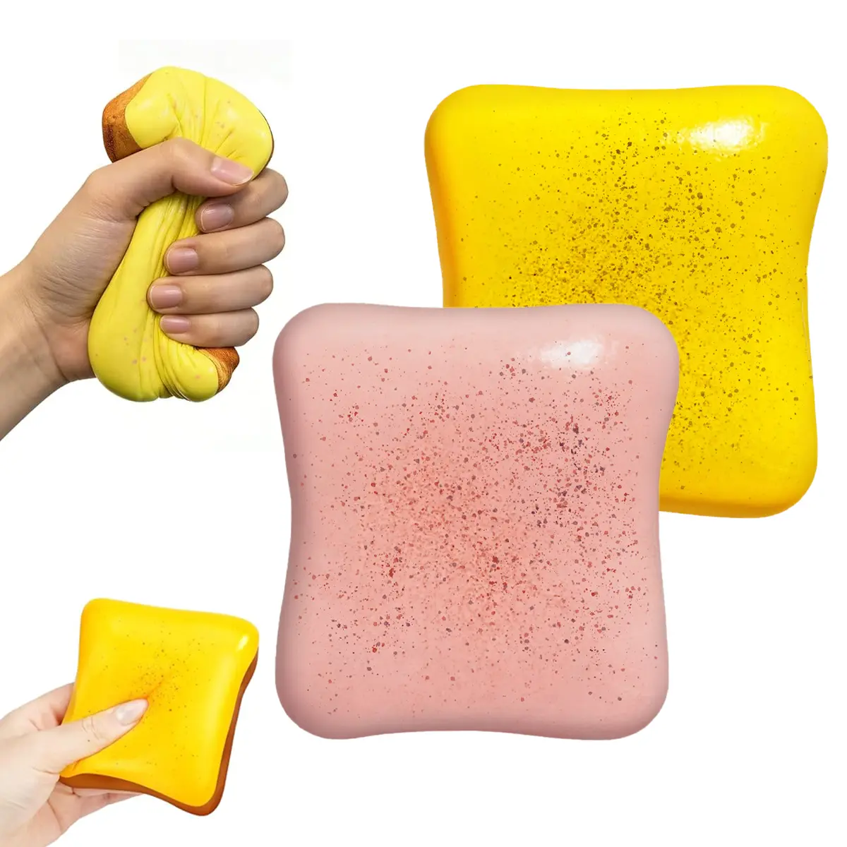 Unisex Small Toast-Shaped Squishies - Soft Simulation, Slow Rebound Texture, Flexible Party Favor Gift, Home & Restaurant Decor, Happy Birthday