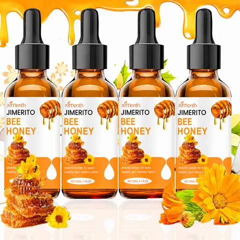 Jimerito Honey Eyedrops, Natural Ingredient Dropper Eye Treatments, 30 mL Bottle Liquid Drops with Honey-like Relief, Fast-Acting Refresher for Dry Astringent Eyes (Mothers Day Gift Option)
