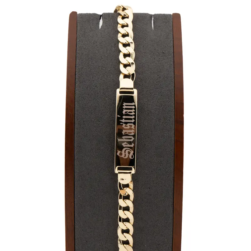 Men's Classic Miami Cuban Bracelet - 8.5-inch High-Quality Gold Laminate, Unisex Fit, Custom Name via Note, Bold Links, Birthday/Anniversary Milestone Gift, Casual Costume Jewelry Bangle, Adults' Accessories