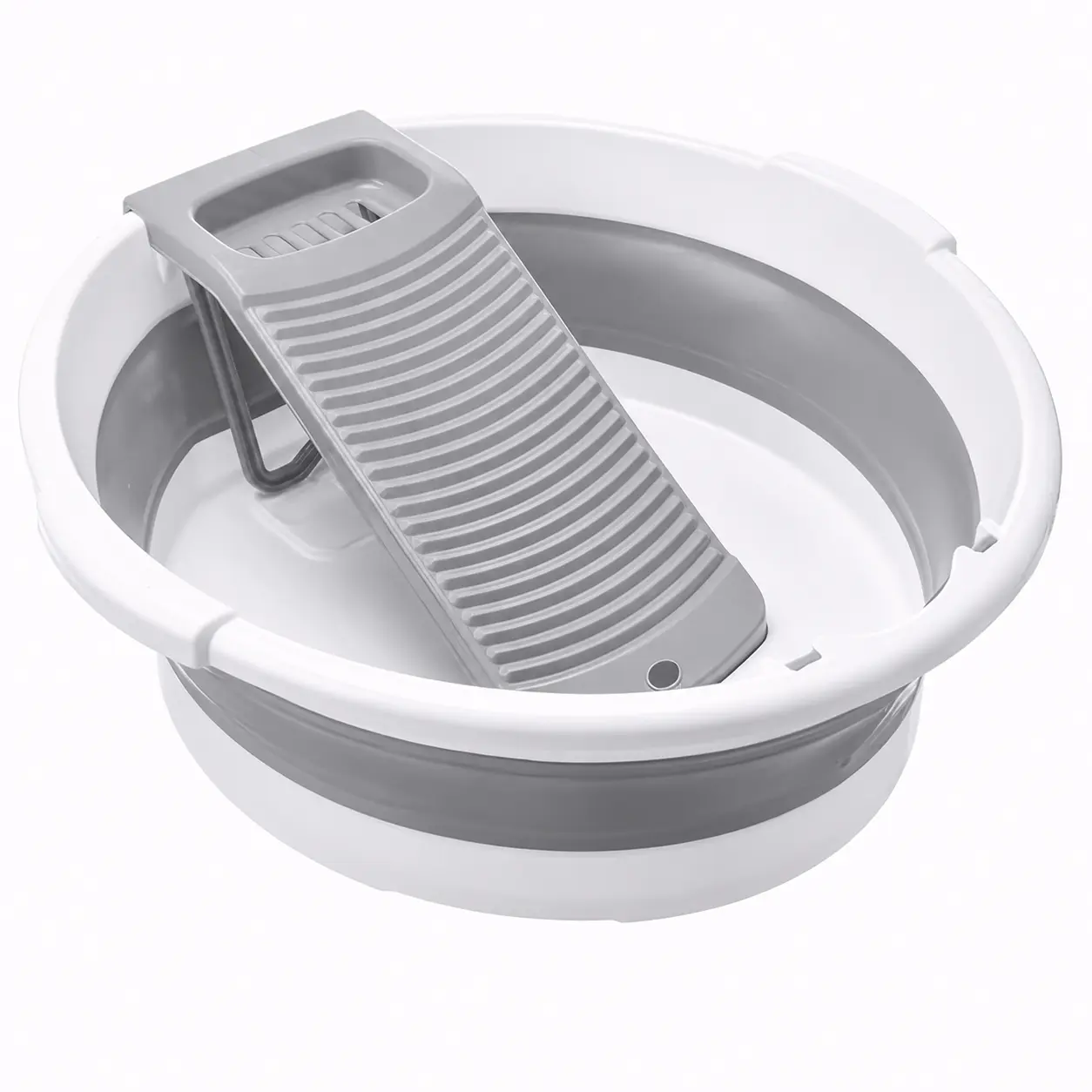 2-in-1 Foldable Laundry Basin with Built-In Scrubbing Board and Cleaning Brush, Non-Slip Portable Wash Tub for Handwashing Clothes, Delicate Items, and Socks, for Home, RVs, Travel & Camping