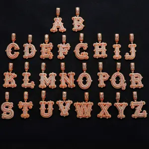Hip Hop Iced Out Bubble Letter Pendant Custom A-Z Initial Charm Full Paved Bling Streetwear Jewelry For Men & Women customizable with engraved letters, logos or patterns