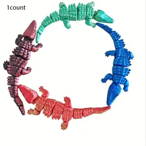 Modern Hinged Crocodile Sculpture, 3D Printed Moveable Joints, Unique Desktop Decoration, Perfect Holiday Gift, Home Decor Artwork