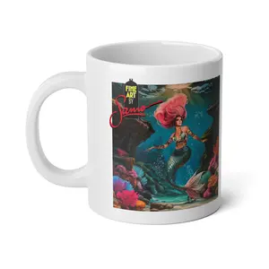 Siren Mermaid Underwater Mural Mug | 20oz Jumbo Ceramic Coffee Cup