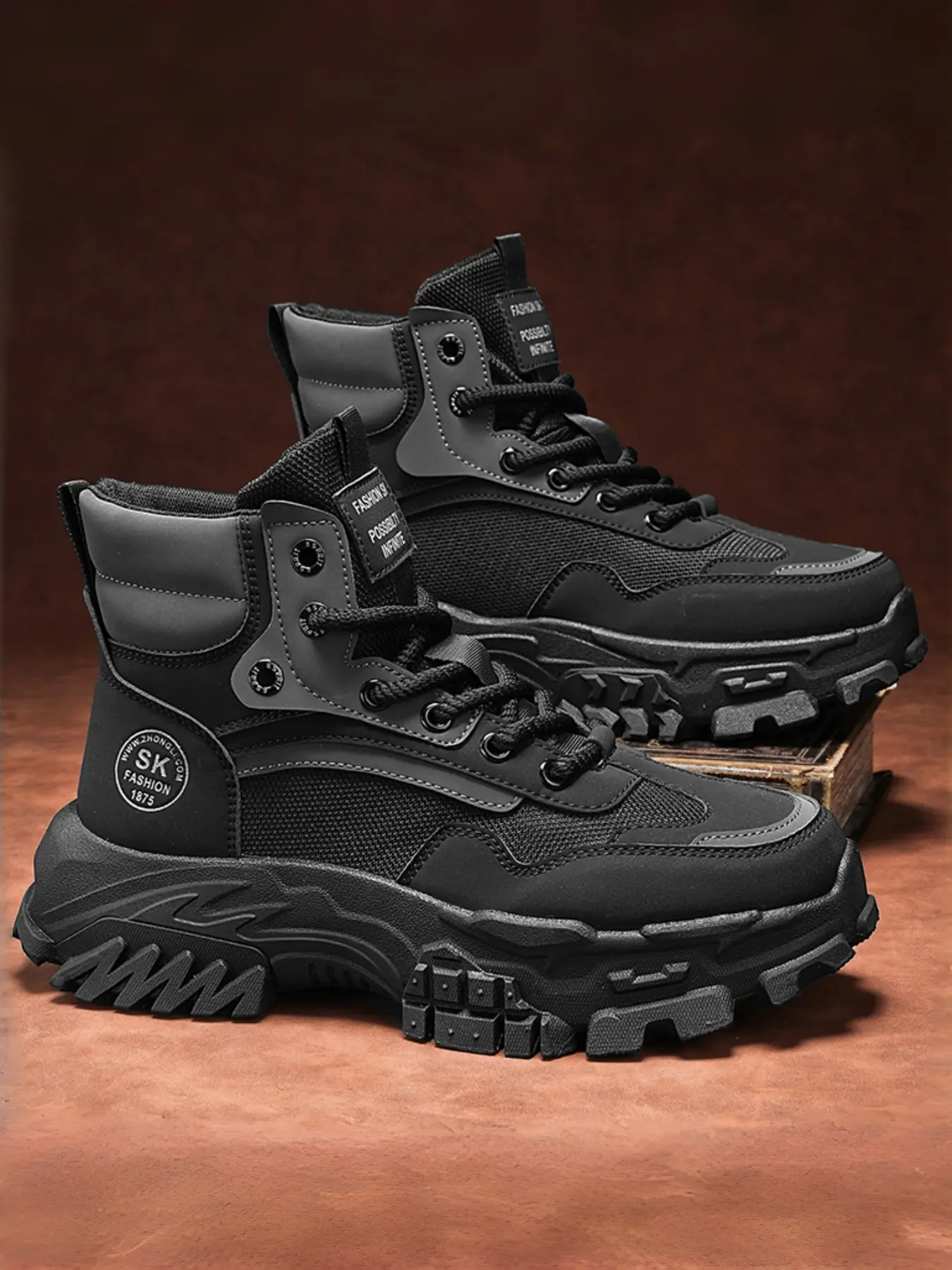 Men's All-Weather Work Boots | Height Increase Design | Durable Casual Shoes, Walking Shoes Rubber, Non Slip Work Shoes Working Shoes Workboots