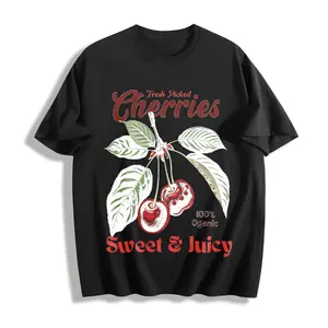 Retro Cherries Commercial Graphic Shirt, Vintage Cherry T-Shirt, Unisex Cotton Tee, y2k Style Tshirt, Cool Gift For Him & Her Top Womenswear