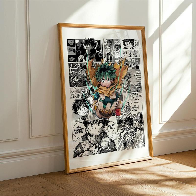 My Hero Academia Deku Midoriya Izuku Manga Panels Poster: Anime Print, Anime Satin Poster