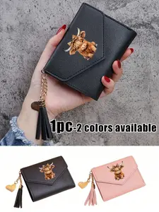 Scottish Highland Cow Pattern Card Holder, Multi-Functional Thick Coin Purse, Key Bag, Business Cards, Bank Cards, ID, Bus Pass Storage, Bifold Wallets, Durable Wallet, Wallets Women