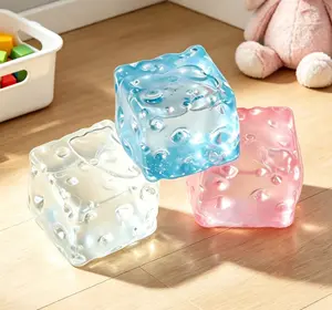 [ 3 in 1 ] Trending Ice Cube Squishy Stress Ball | Non-Toxic, Reusable Squeeze Toy for Anxiety Relief, ADHD, ASMR, & Desk Fidget Fun - Viral TikTok