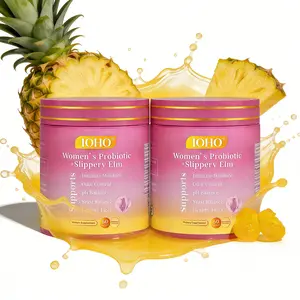 Women's Probiotics Gummies Pineapple Flavor Supports pH Balance Dryness Relief Prebiotic & Probiotic Blend with Slippery Elm Healthcare Dietary Supplement
