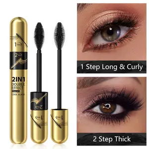 Huasurv Dual Effect Mascara, Natural Long & Thick Lashes, Smudgeproof Volumizing Mascara, Lightweight Non-Caking Formula, Long-Lasting Style