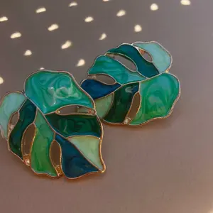 Monstera Leaf Stud Earrings- Natural jewelry - gifts for her - boho cottagecore jewelry