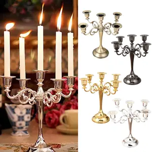 Elegant European Style Candle Holder, 5-Arm Wedding Prop Hotel Dinner Decor, Home Decoration Wax Candle Stand, Vintage Candle Stand