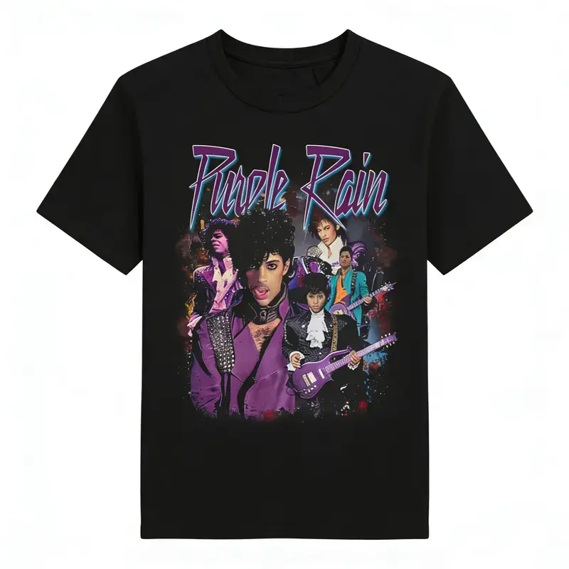 Prince Purple Rain Revolution Graphic T-Shirt Classic Crew Neck Tee