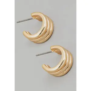 Triple Layered Huggie Earrings